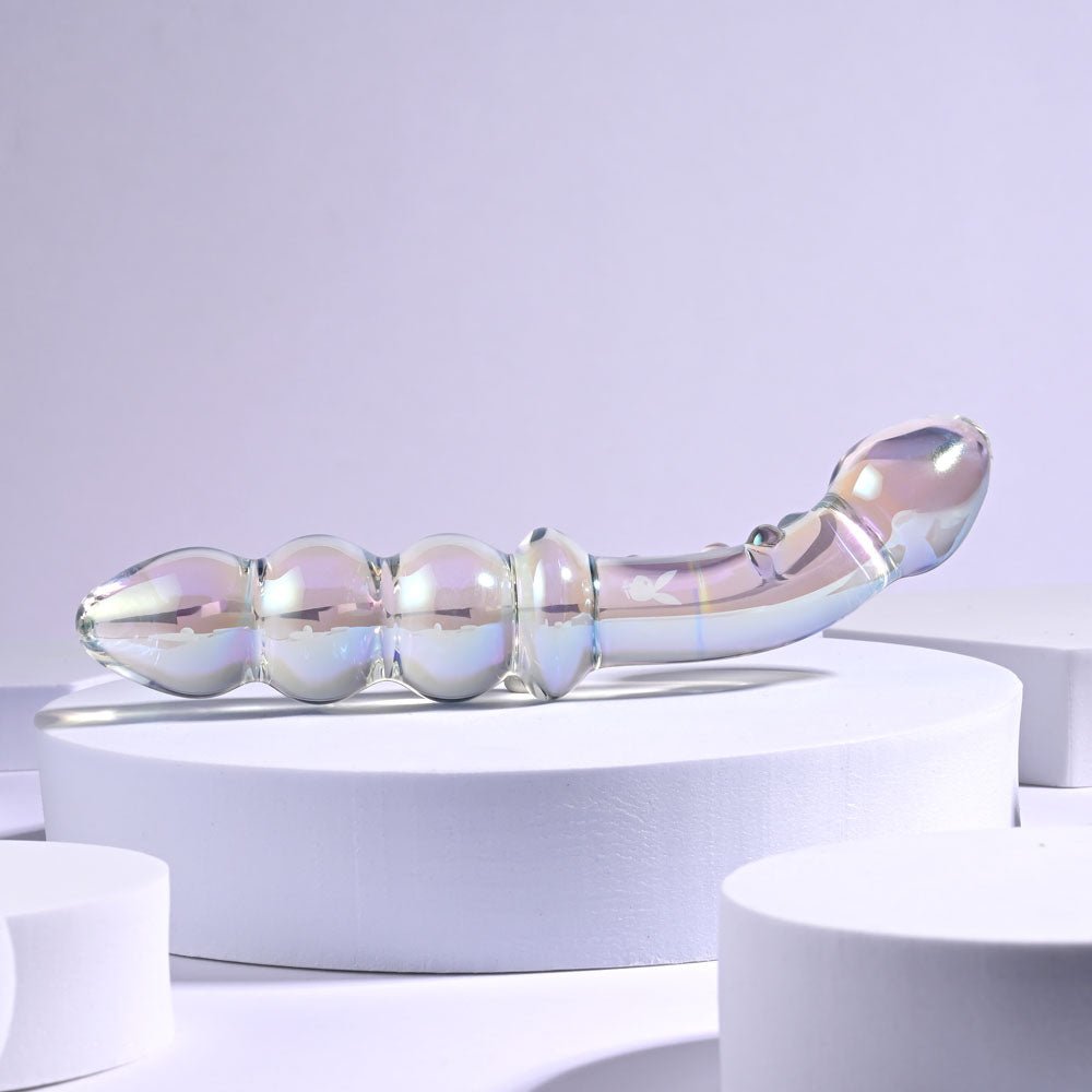 Playboy Pleasure JEWELS DOUBLE Clear Glass 17.1 cm Double Ended Dildo